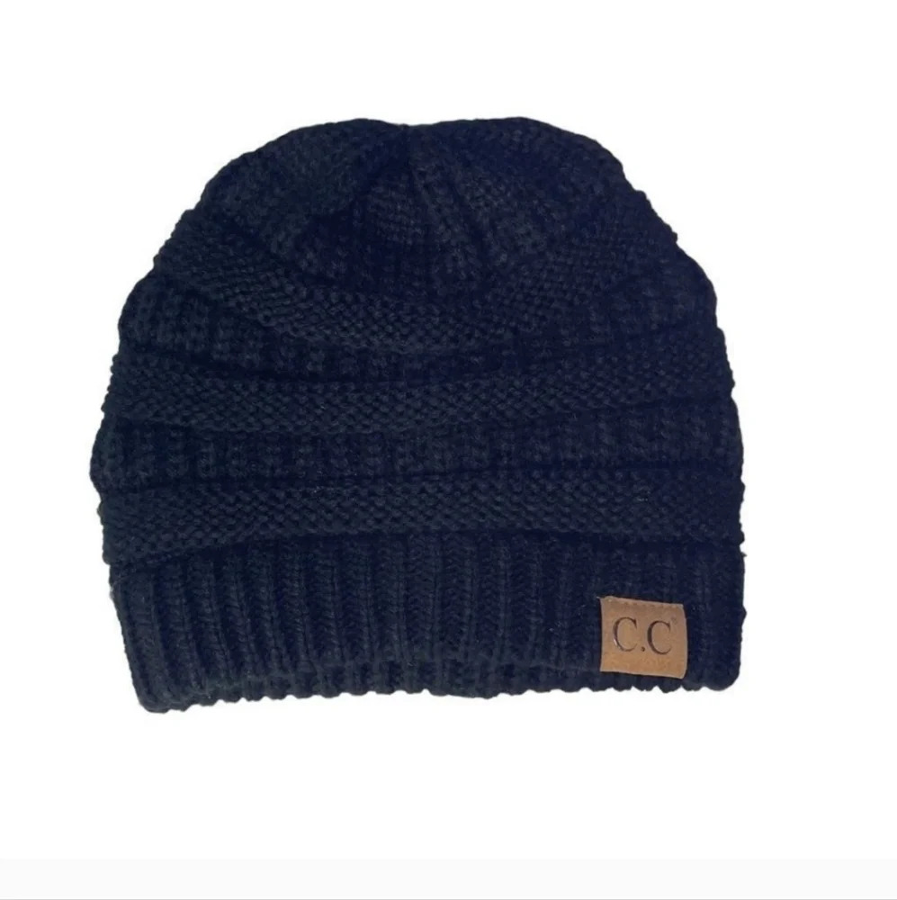 C.C. Women's Black Knit Basic Beanie